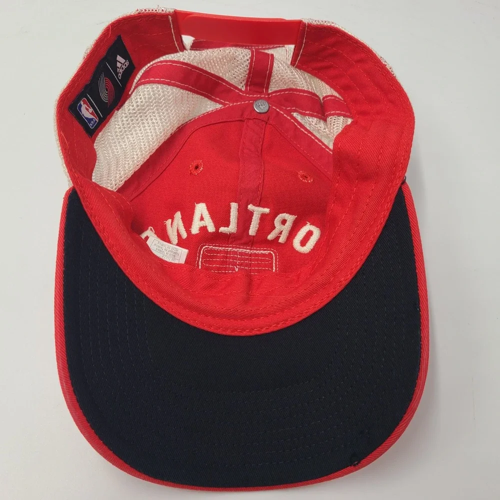 Portland Trail Blazers Hat Snapback Trucker Mesh Adidas Red White Beige NBA Men